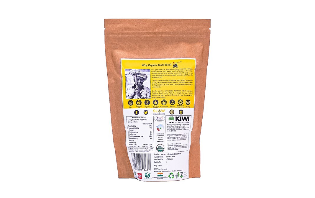 Kiwi Kisan Window Organic Black Rice    Pack  500 grams